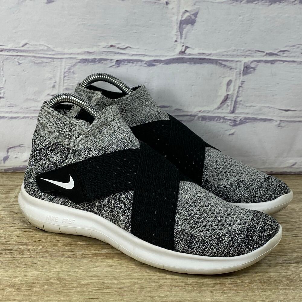 Nike Free RN Motion Flyknit 2017 Grey Black Oreo Women's Size 8 Running Shoes